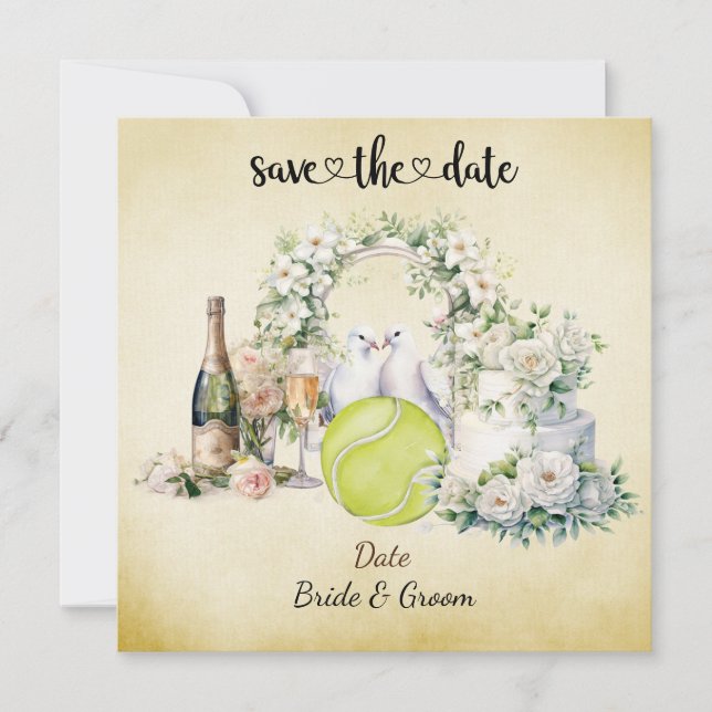 Tenis Salva la fecha Invitación de boda de la fies (Anverso)