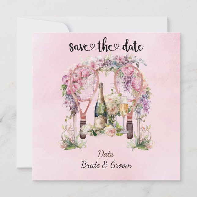 Tenis Salva la fecha Invitación de boda de la fies (Anverso)