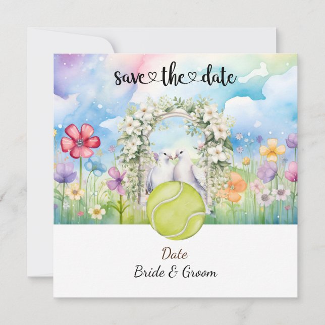 Tenis Salva la fecha Invitación de Boda Fiesta (Anverso)