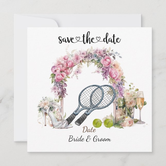Tenis Salvar la fecha Invitación de boda de la fie (Anverso)
