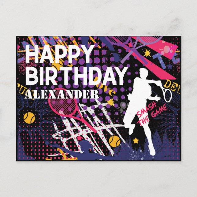 Tenis 🎾 tarjeta postal de cumpleaños feliz (Anverso)