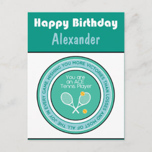 Tenis verde 🎾 postal de cumpleaños feliz