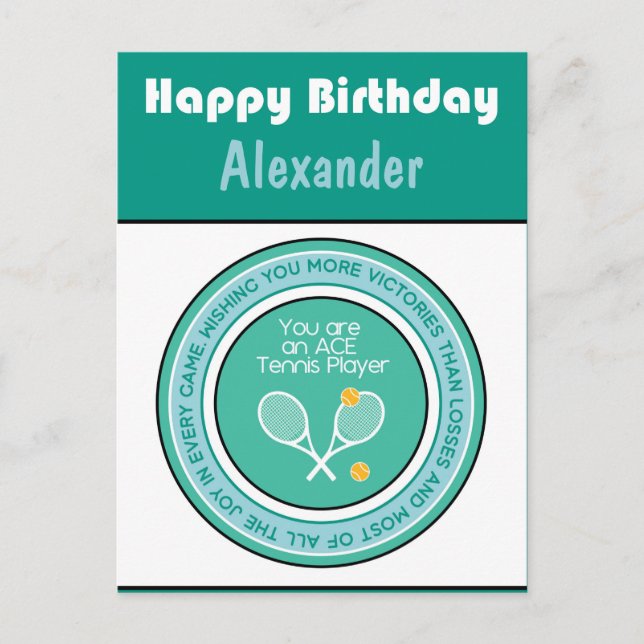 Tenis verde 🎾 postal de cumpleaños feliz (Anverso)