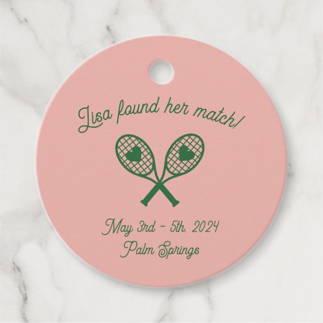 Tennis Bachelorette Gift Etiqueta (Anverso)