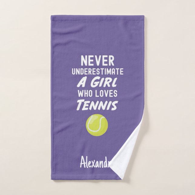 Tennis Gifts For Little Girls Purple Player Cute (Toalla de mano)