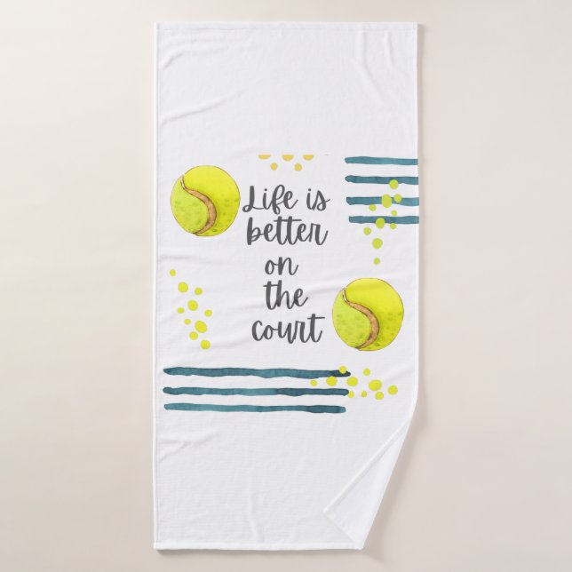 Tennis Life es mejor en la acuarela de la cancha   (Toalla de baño)