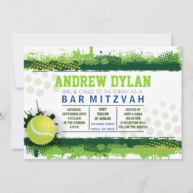 TENNIS SPLASH Bar Invitación Mitzvah (Anverso)