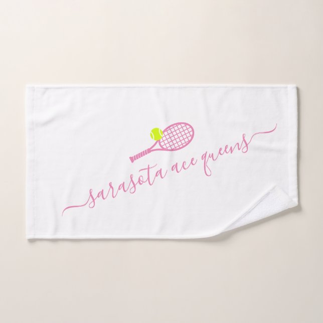 Tennis Team Name Pink Personalizado (Toalla de mano)