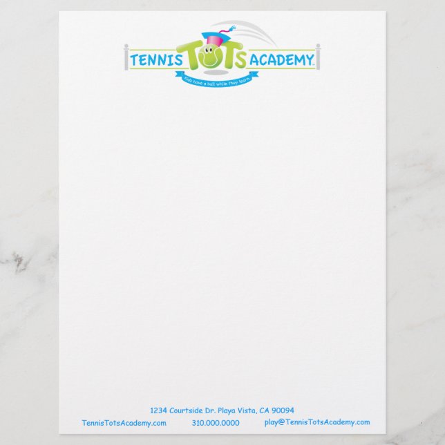 Tennis Tots Academy personalizado papel de membret (Anverso)