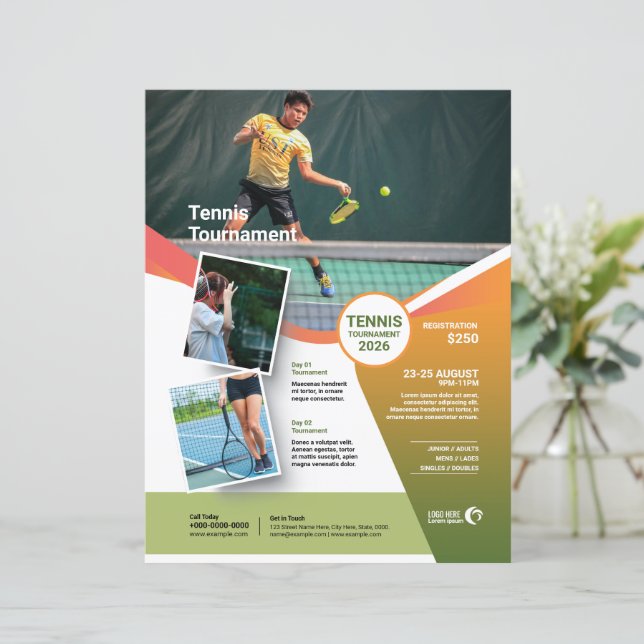 Tennis Tournament Flyer Template (Anverso de pie)