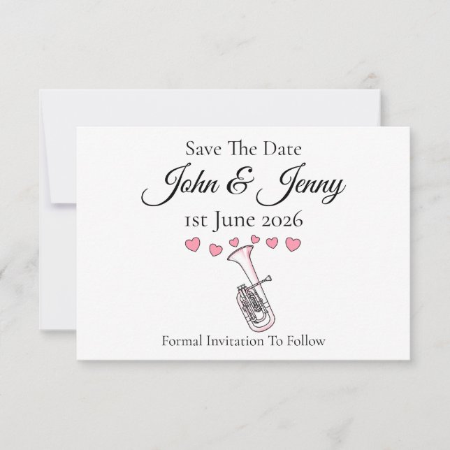Tenor Horn Musician Wedding Save The Date (Anverso)