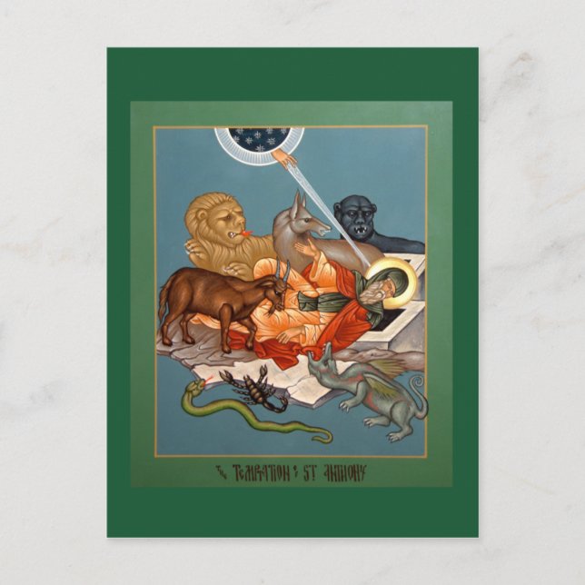 Tentación de la tarjeta de oración de San Antonio (Anverso)