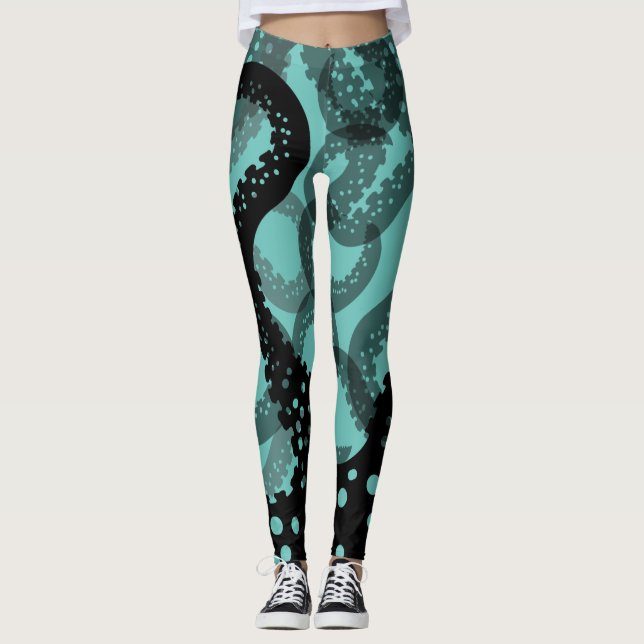 Tentacles descoloridas marisco verde Leggings (Anverso)