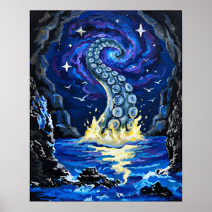 Tentáculo de Kraken Cósmico Arte Oceánico