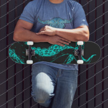 tentáculos de pulpo aqua en monopatín negro