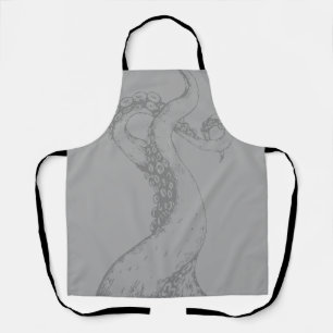 tentáculos de pulpo delantal gris sobre gris