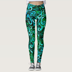 Tentáculos de pulpo verde Leggings Sea Steampunk