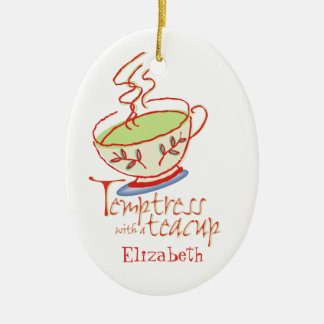 Tentadora con un ornamento de la taza de té