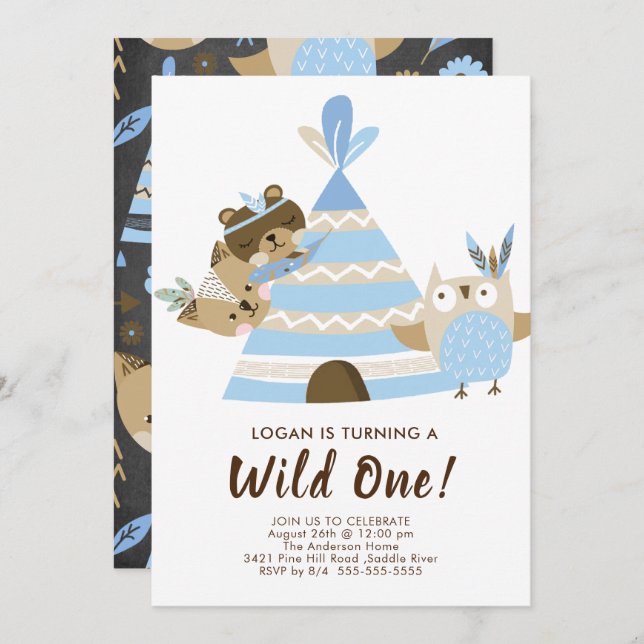 Tepee Wild Un Cumpleaños Invitación (Anverso / Reverso)