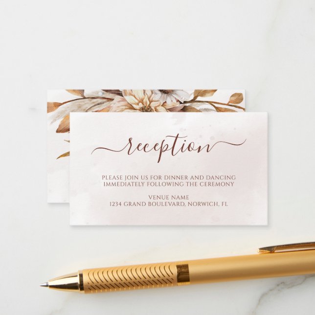 Teracotta Rust Floral Boho Fall Wedding Recepción (Anverso/Reverso In Situ)