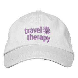 Terapia de viaje Gorra bordada en blanco y lavanda