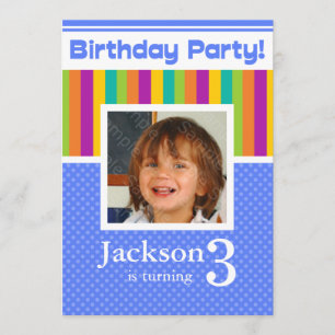 Tercer cumpleaños invitaciones divertidas Neon Boy