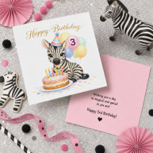 Tercer Cumpleaños Para Niñas - Tarjeta De Felicita