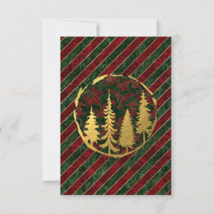 Terciopelo rojo y verde Tarjeta de Navidad