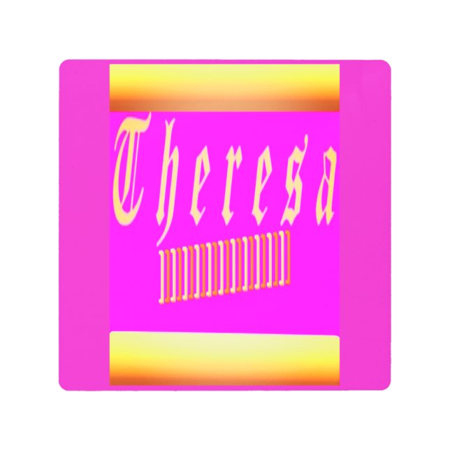 Teresa diseño impactante rosa y poster de oro meta (Anverso)