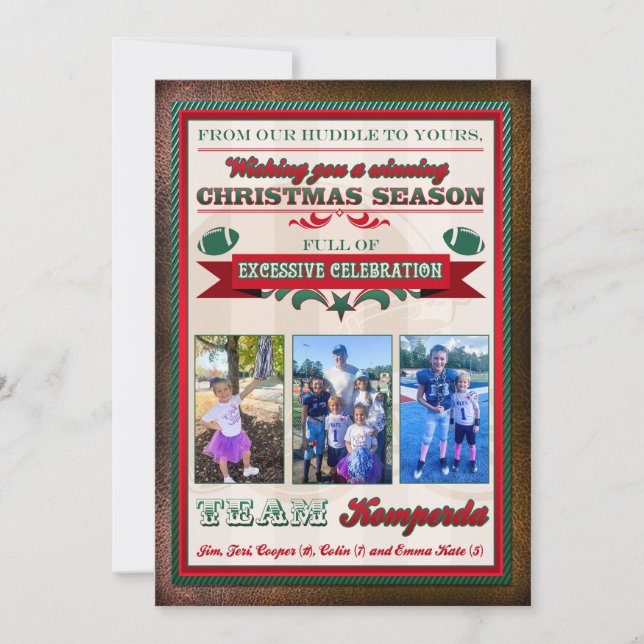 Teri K Invitación de fútbol personalizada Navidad (Anverso)