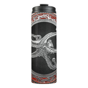 Termo [200] Pulpo de plata sagrada en postura defensiva