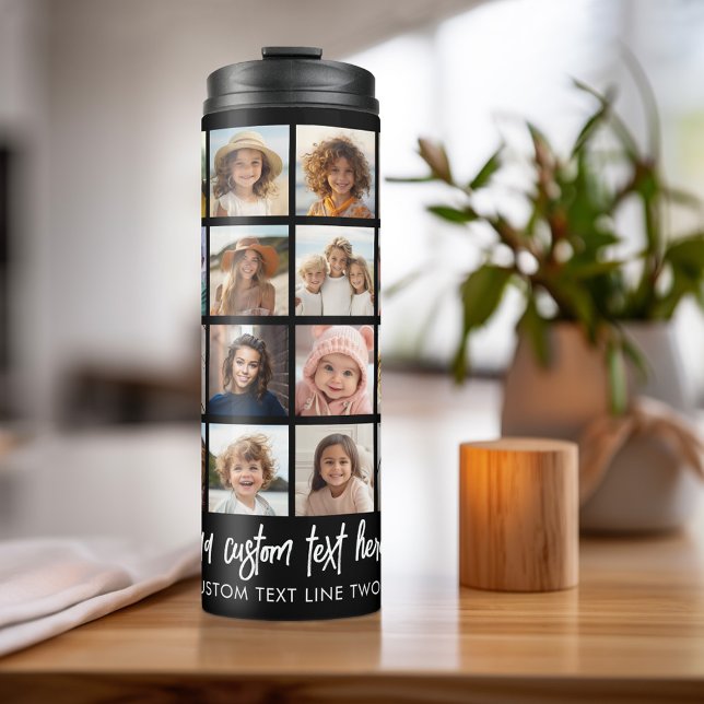 Termo 24 Collage de fotos - 4 Filas 6 Columnas - Nombre  (Personalized Thermal Tumbler - Add Photos, Text - Customize Completely in the Advanced Design Area)