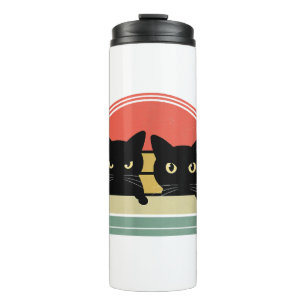Termo 2 gatos negros buscando amor animal vintage