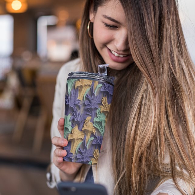 TERMO 3.D FLORACIÓN DE PURPLE (colorful 3D Iris Tumbler)
