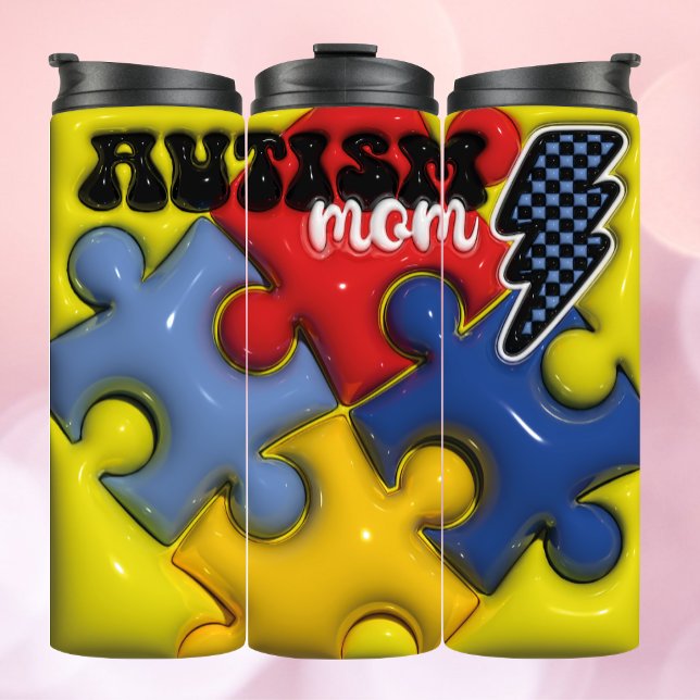 Termo 3 d Madre del autismo inflado - Tumbler del rompec (Subido por el creador)