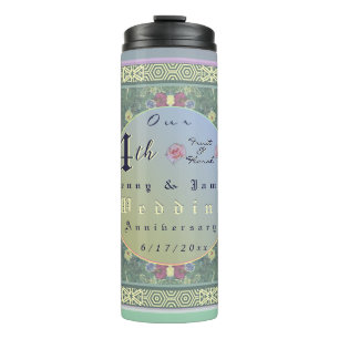 Termo 4.º Boda Aniversario Tumbler Termal Floral