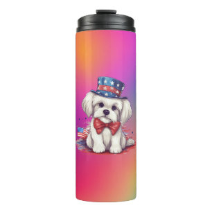Termo 4 de julio Perro de cachorro blanco con 43568
