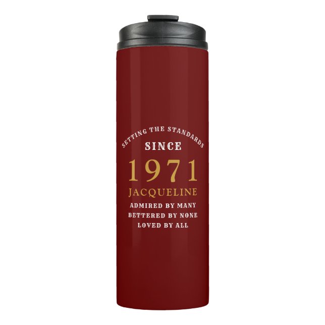 Termo 50.º cumpleaños 1971 Oro Rojo para su personalidad (Anverso)
