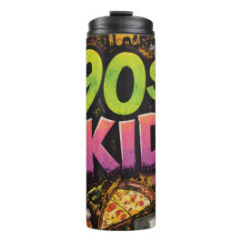 Termo 90s Kids Retro Pizza Smiley Face Flower Design