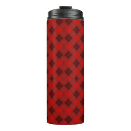 Termo A tall travel mug with a vibrant red plaid pattern