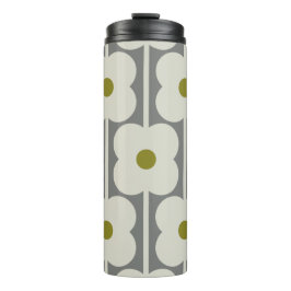 Termo Abacus Flor y patrón de tallo pequeño blanco y gri