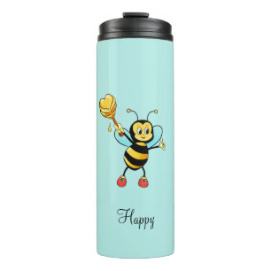 Termo Abeja melífera linda con corazón y caligrafía en a