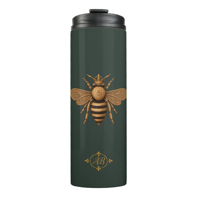 Termo Abeja Real Romance Oscuro | Verde Bosque Profundo (Anverso)
