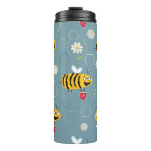 Termo Abejas Polinizantes, Escena Jardín Floriente.