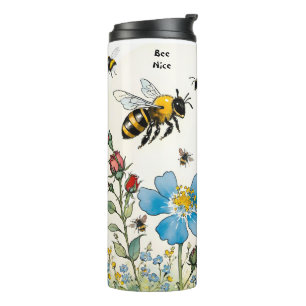 Termo Abejas y flores silvestres de Bee Nice