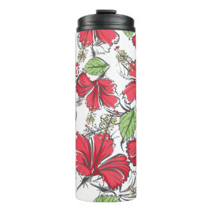 Termo Abraza los trópicos con el patrón de hibiscos vint