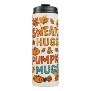 Termo Abrazos de sudadera y tazas de calabaza Tipografía