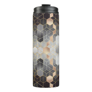 Termo Absorción geométrica de hexagones en negro y w