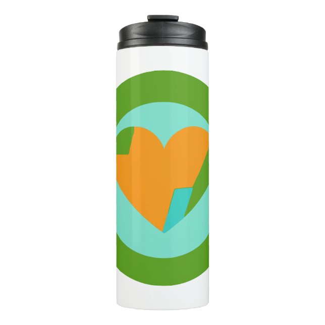 Termo Abstract Heart Green Teal Orange Circle (Anverso)