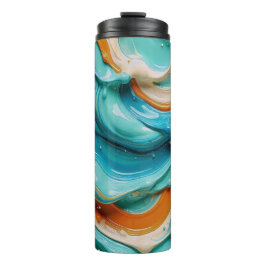 Termo Abstract Swirling Teal and Orange Glossy Fluid